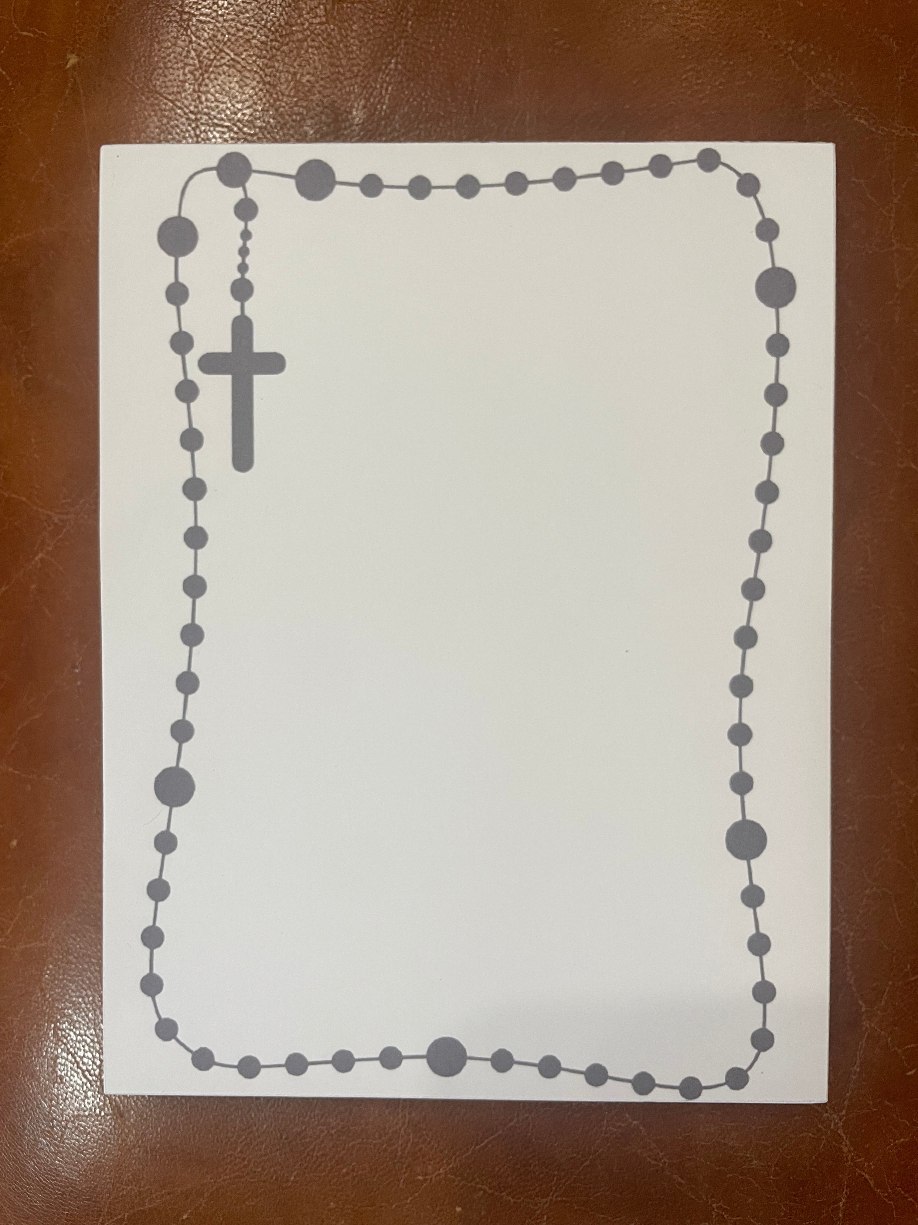 Gray Rosary Border Notepad, 50 Sheets, 5"x6.5" Notepad