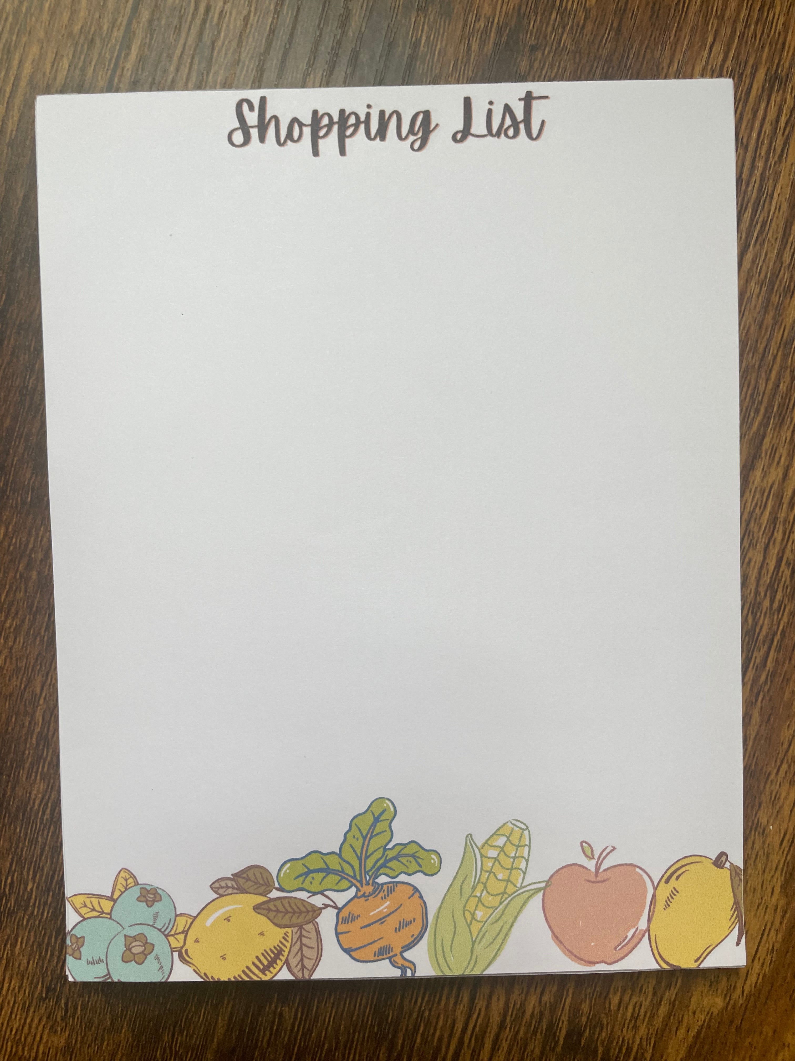 Veg & Fruit Shopping List Notepad, 50 Sheets, 5"x6.5" Notepad