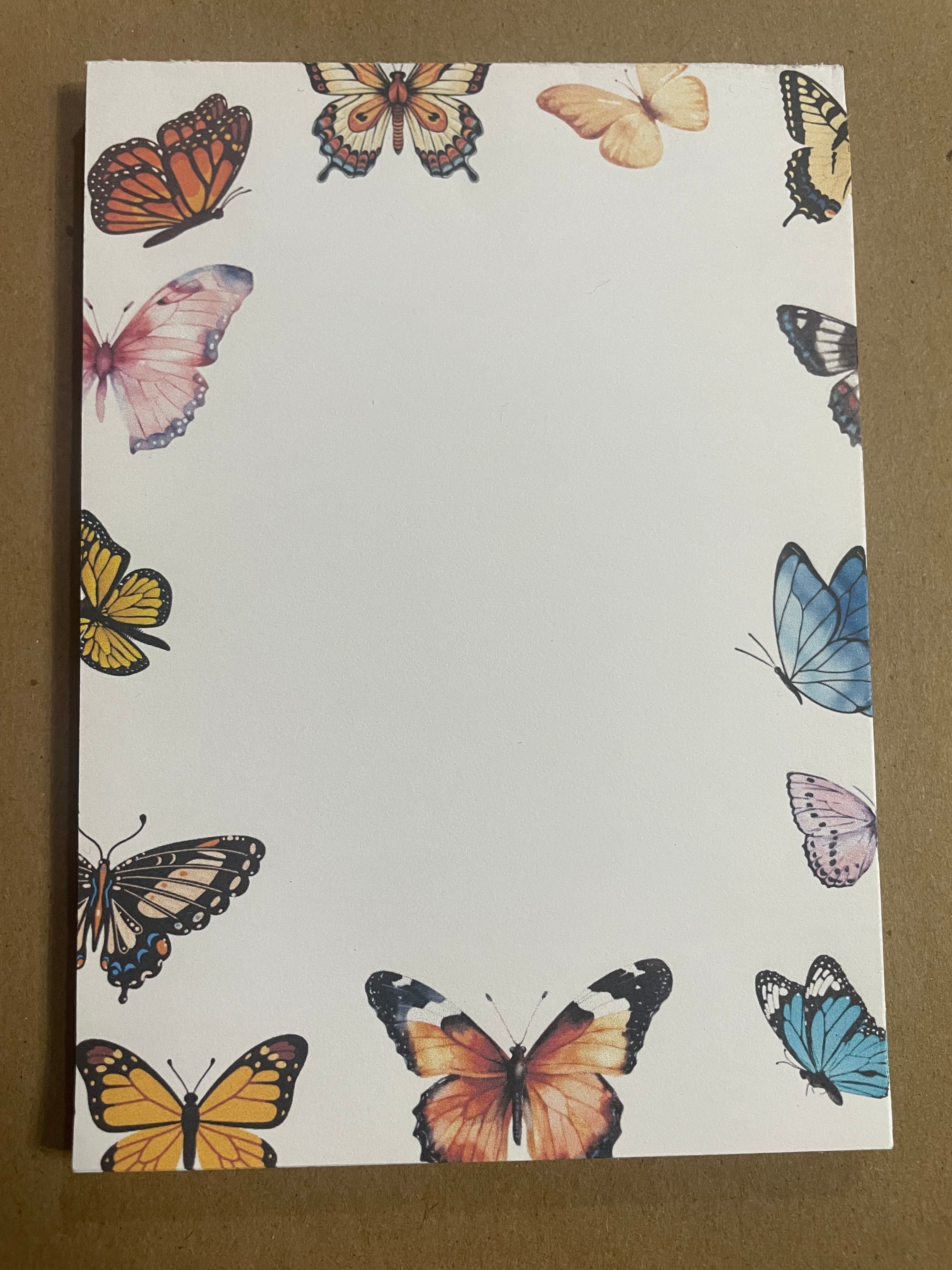 Butterfly Border Notepad, 50 Sheets, 5"x7.5" Notepad