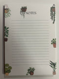 Plant Border Notepad, Cute Stationary, 50 Sheets, 4.5"x6.5" Notepad