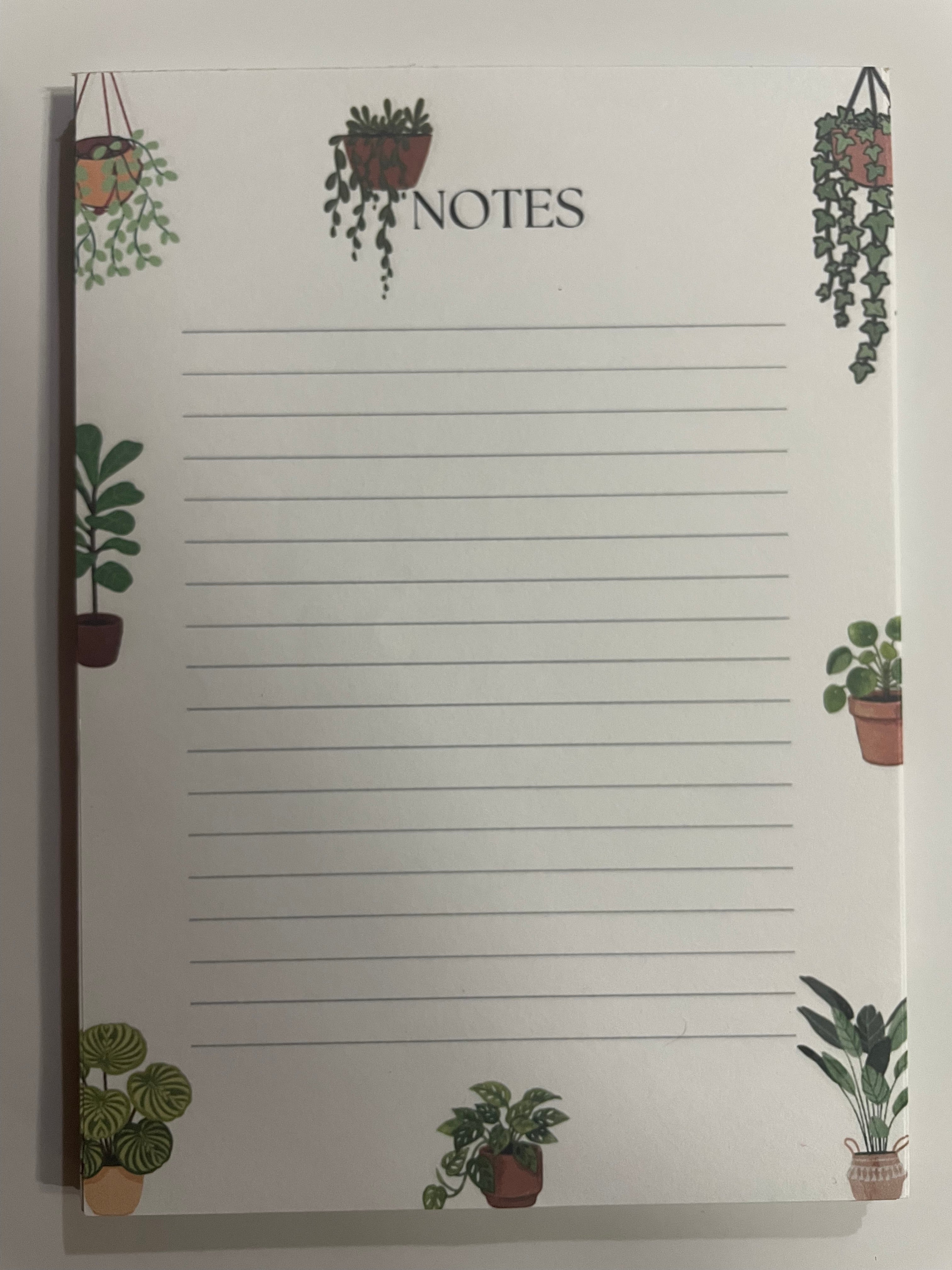 Plant Border Notepad, Cute Stationary, 50 Sheets, 4.5"x6.5" Notepad